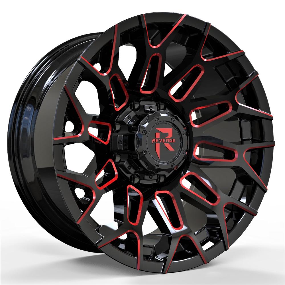 Revenge OffRoad RV203 Gloss Black/Red Milled 