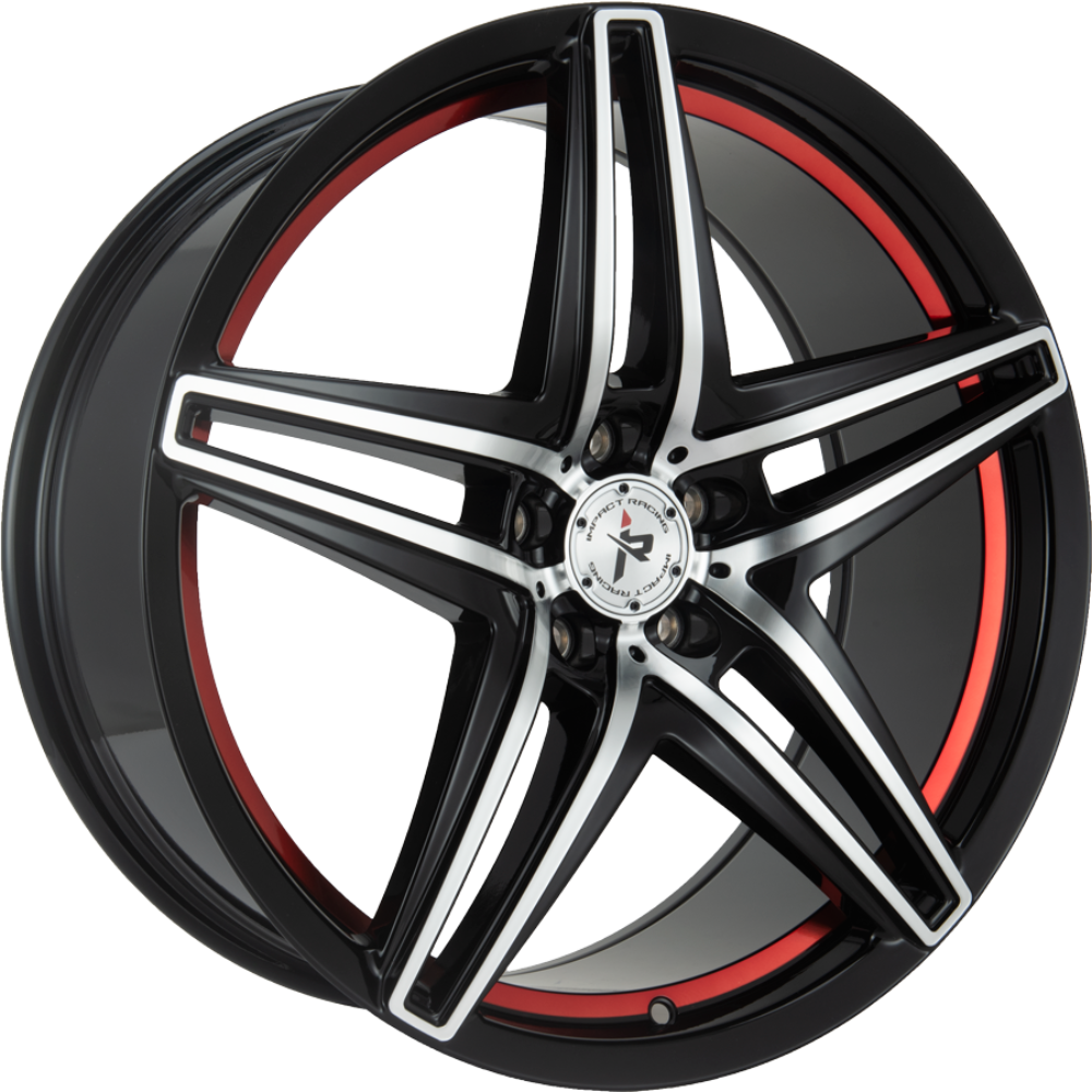 Impact Racing 604 Gloss Black w/Machined Face & Red Stripe