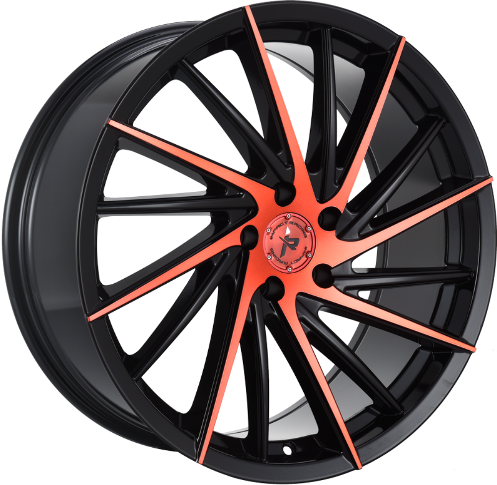 Impact Racing 608 Gloss Black w/Red Machined Face 