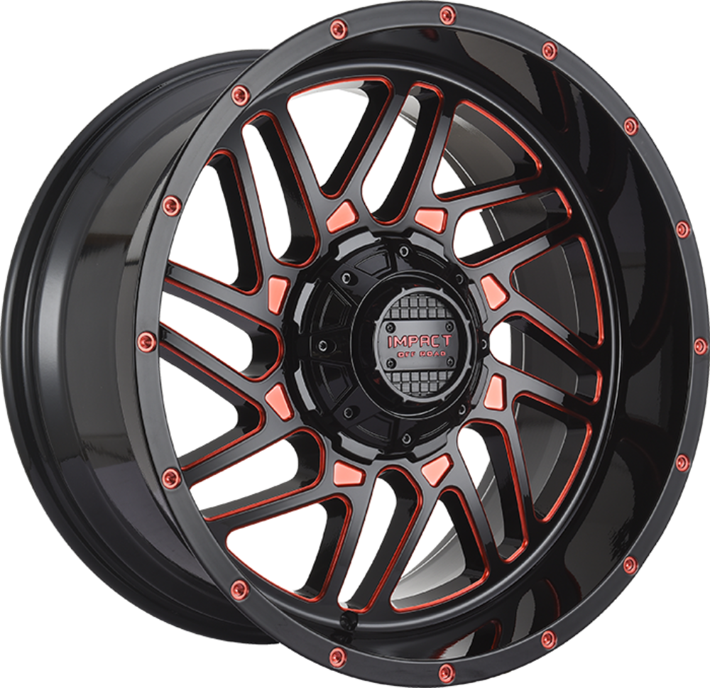 Impact OffRoad 808 Gloss Black w/Red Milling