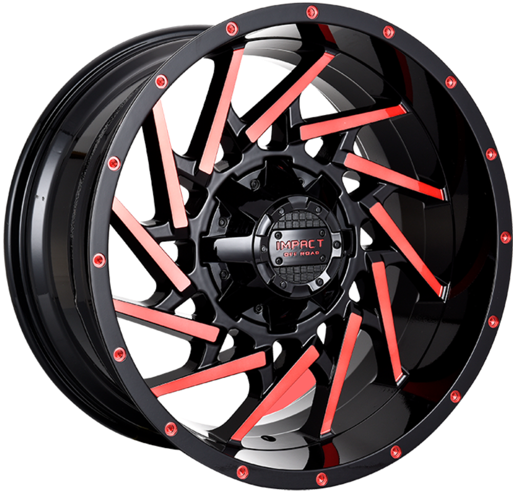 Impact OffRoad 816 Gloss Black w/Machined Red Face