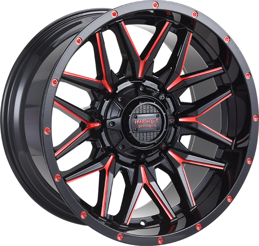Impact OffRoad 819 Gloss Black w/Red Milling