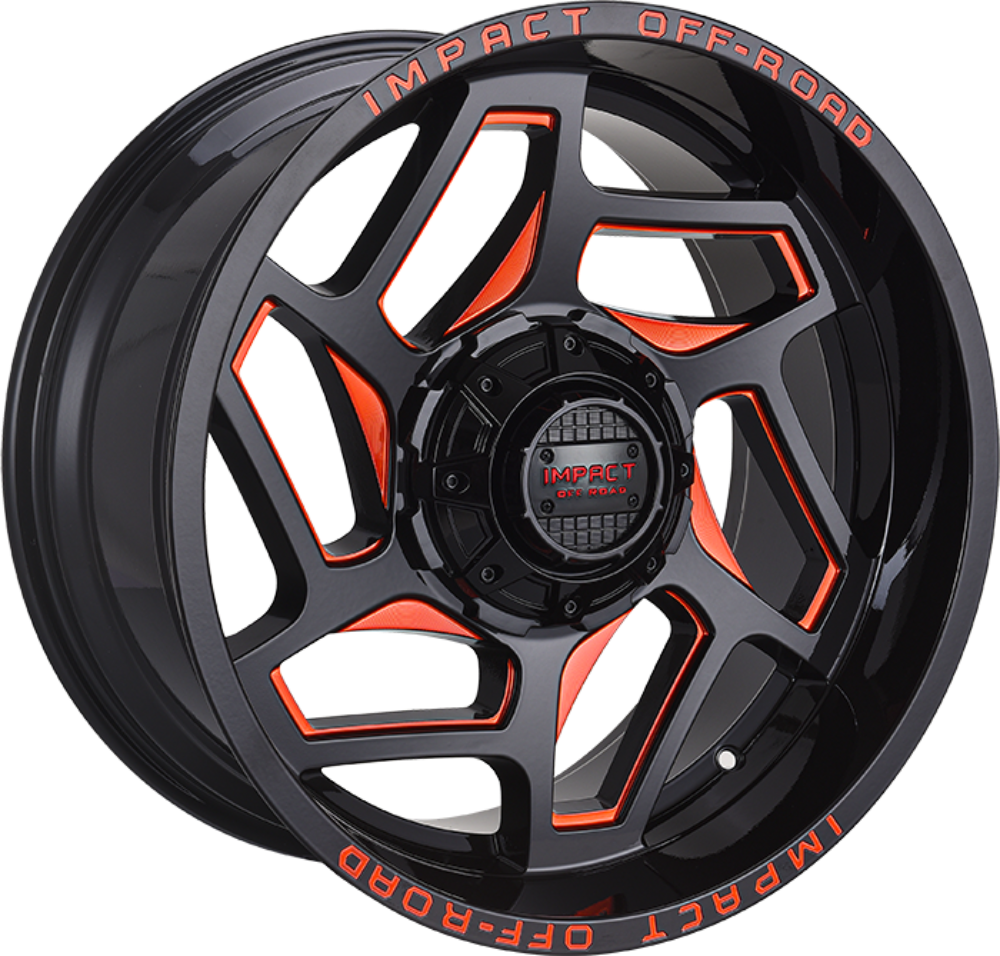 Impact OffRoad 826 Gloss Black w/Red Milling