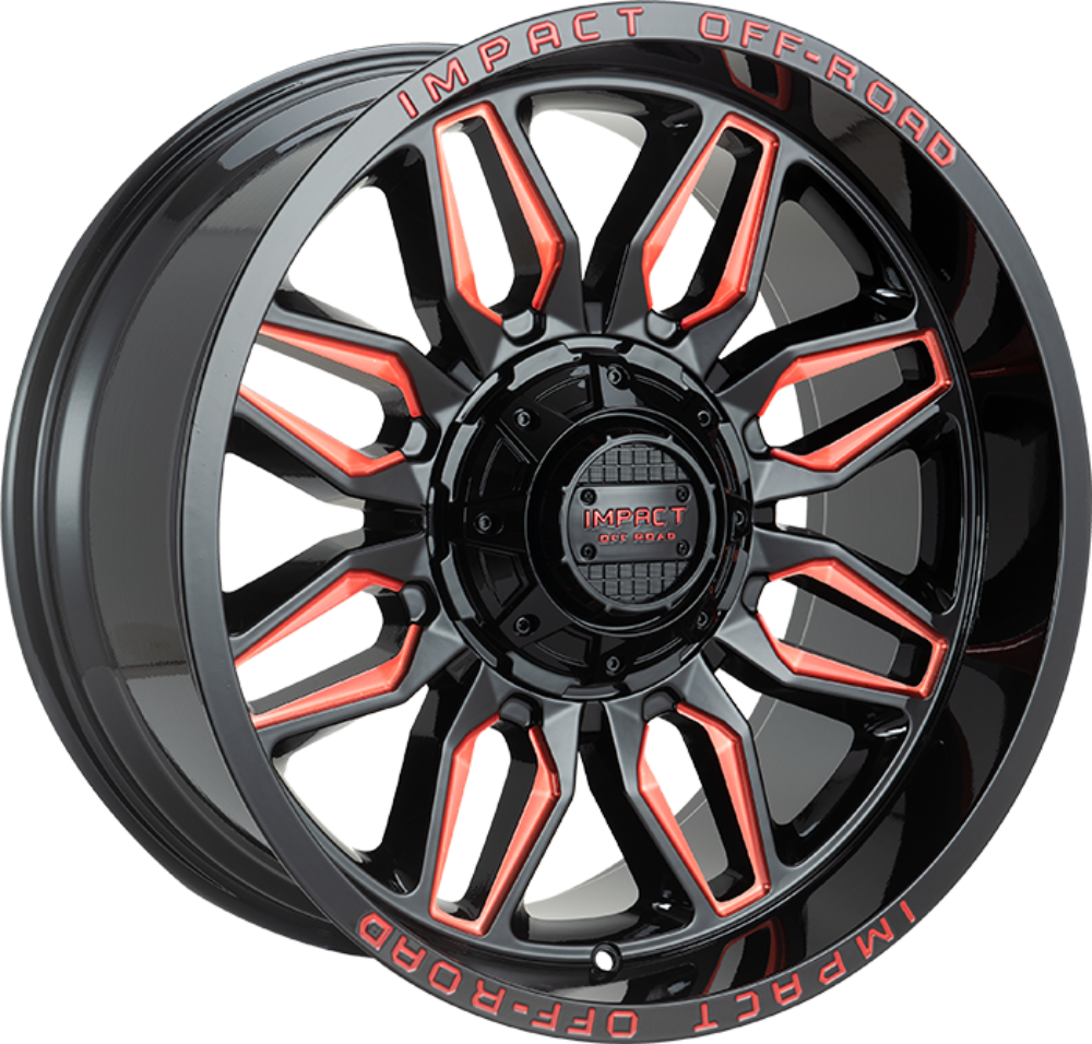 Impact OffRoad 827 Gloss Black w/Red Milling 