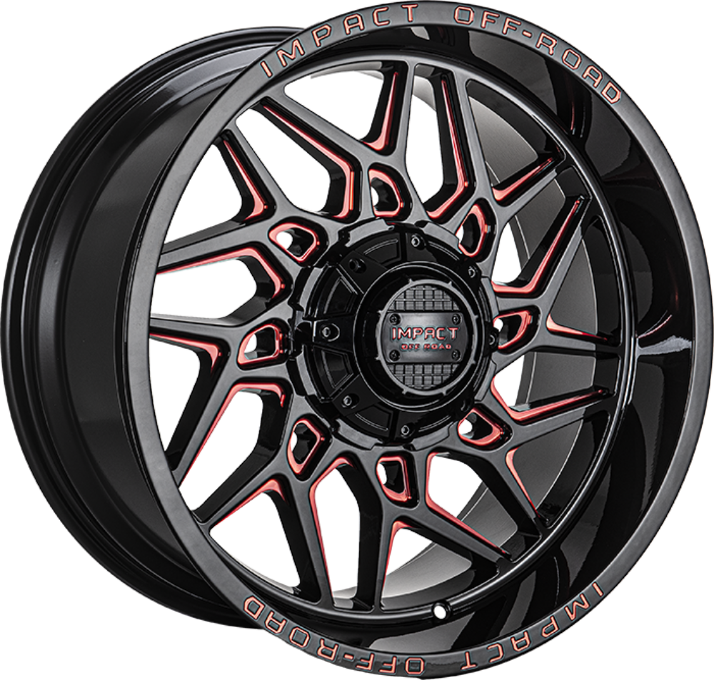 Impact OffRoad 829 Gloss Black w/Red Milling 