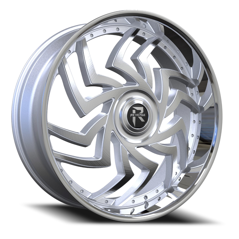 Revenge Wheel RL107 Brushed Silver w/Chrome SS Lip-Big Floater Cap Special Edition 