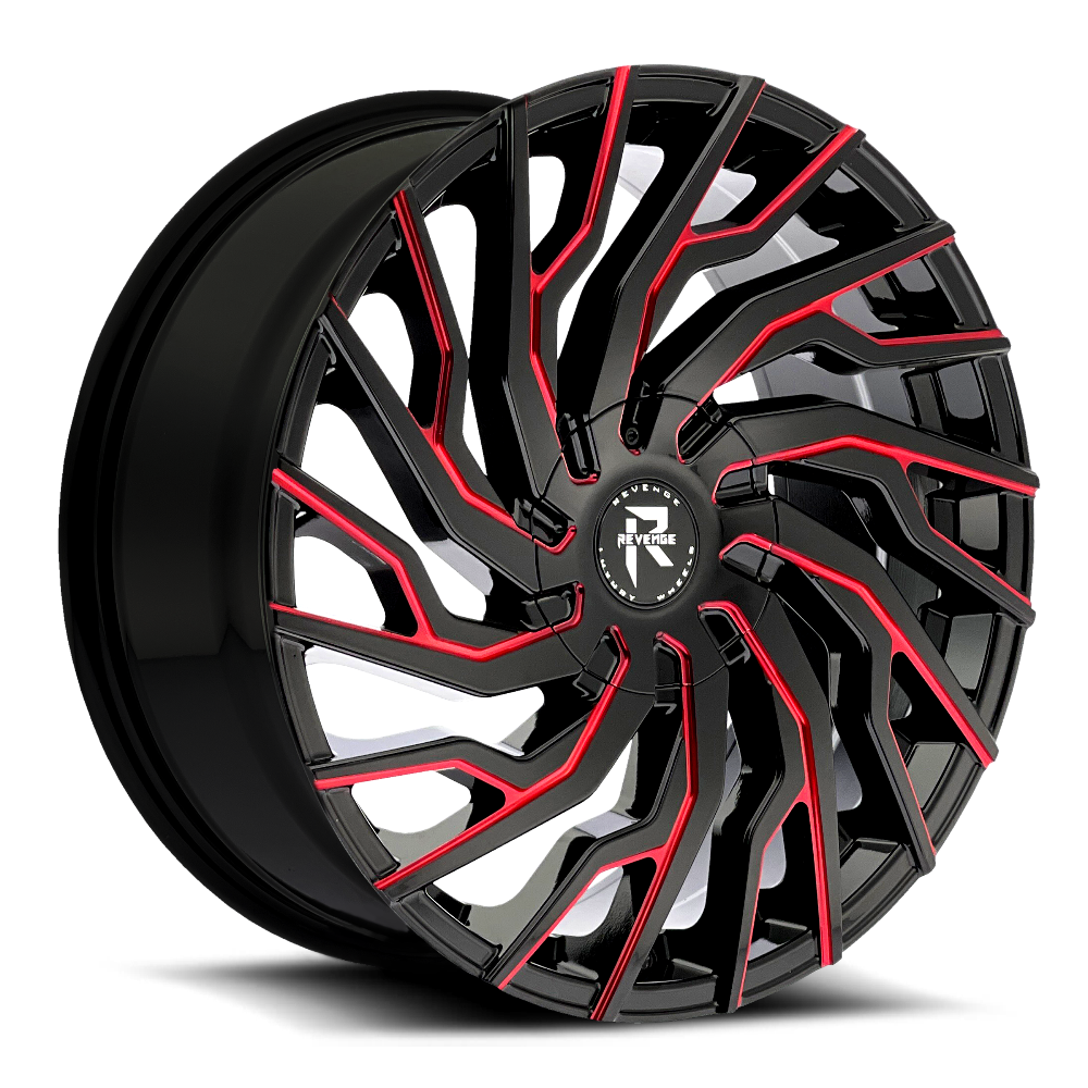 Revenge Wheel RL101 Gloss Black/Red Milled 