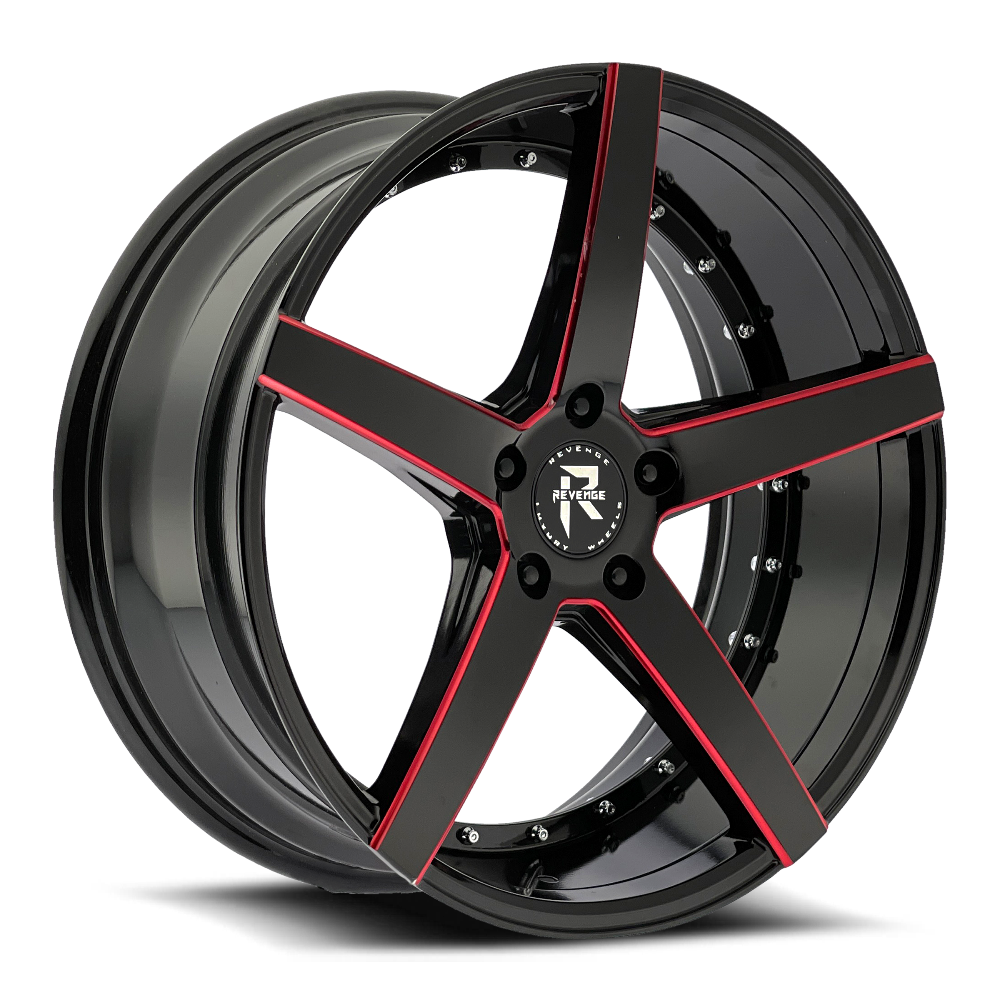 Revenge Wheel RL103 Gloss Black/Red Milled