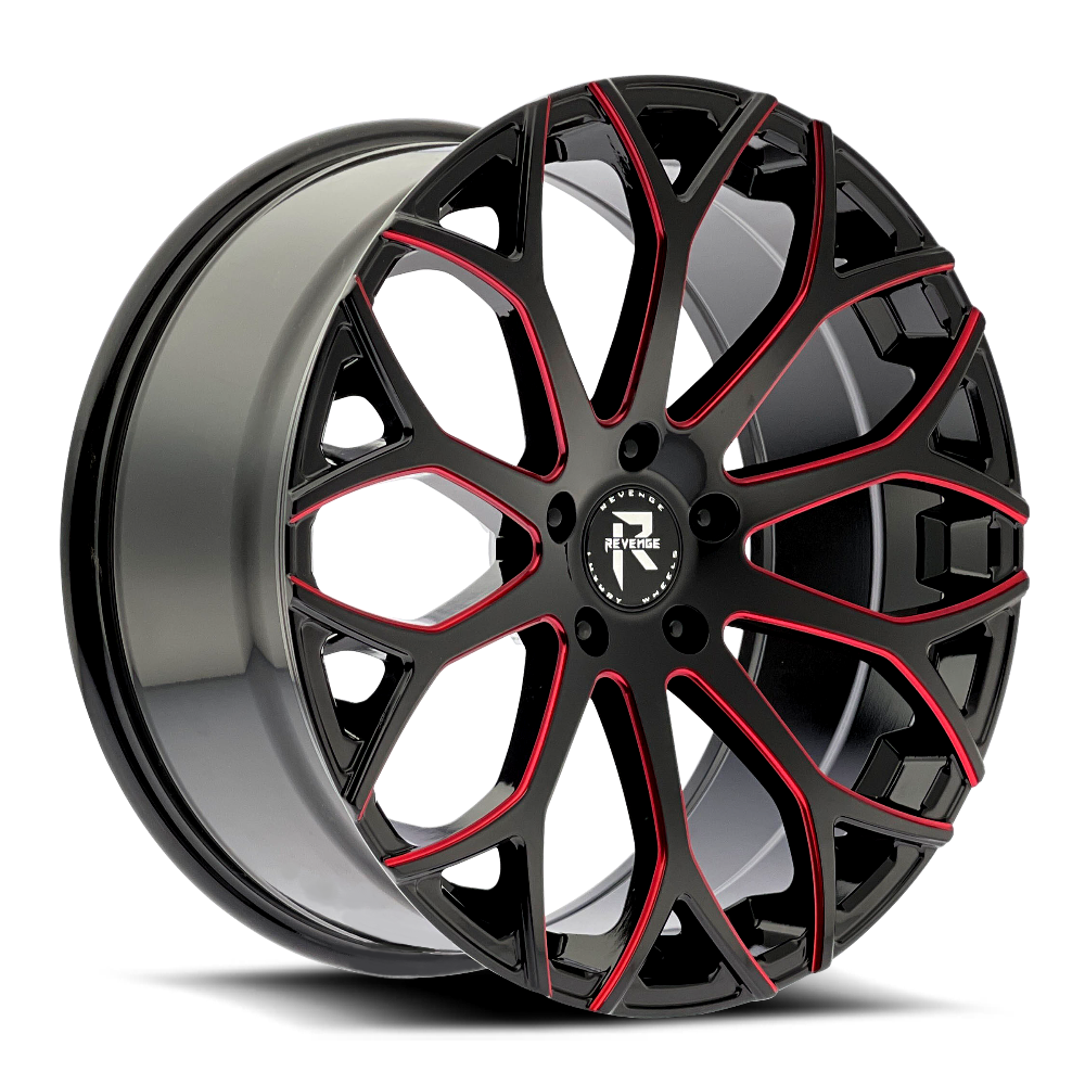 Revenge Wheel RL105 Gloss Black/Red Milled 