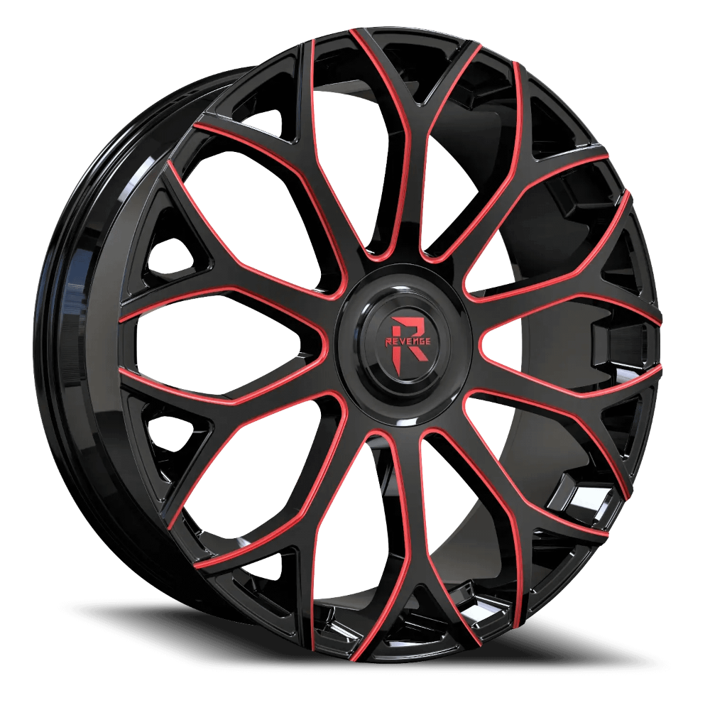Revenge Wheel RL105 Gloss Black/Red Milled-Big Floater Cap Special Edition 